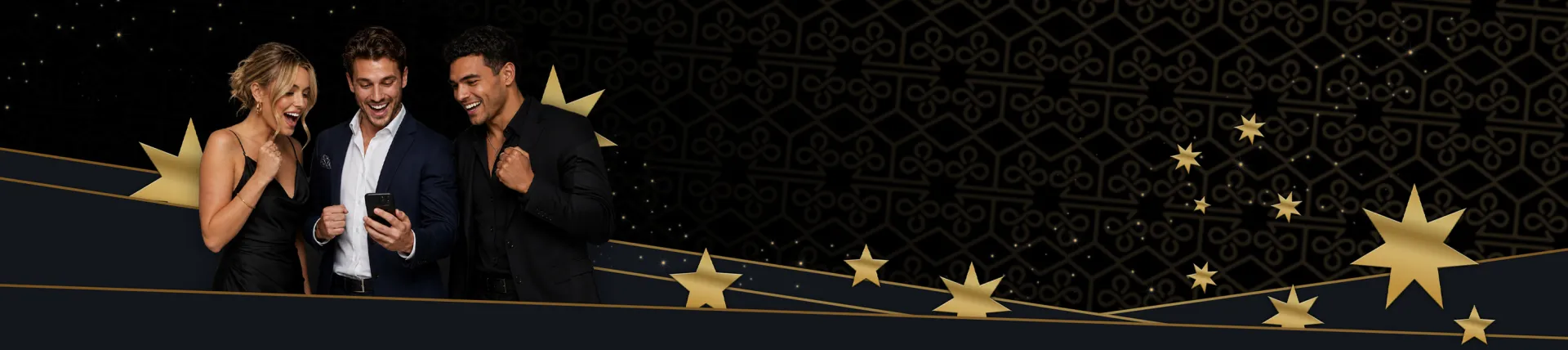 The Clubhouse Casino banner with players celebrating next to the A$5,000 + 200 free spins welcome offer The Clubhouse Casino banner with players celebrating next to the A$5,000 + 200 free spins welcome offer