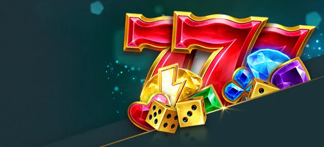 The Clubhouse Casino bonuses artwork with lucky sevens, gems and dice The Clubhouse Casino bonuses artwork with lucky sevens, gems and dice